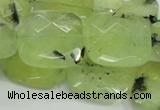 CRU121 15.5 inches 25*25mm faceted square green rutilated quartz beads