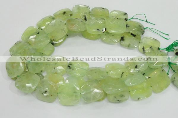 CRU121 15.5 inches 25*25mm faceted square green rutilated quartz beads