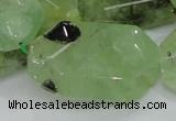 CRU129 15.5 inches 22*38mm faceted rectangle green rutilated quartz beads