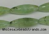 CRU167 15.5 inches 10*30mm faceted rice green rutilated quartz beads