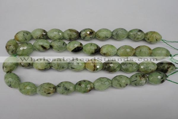 CRU168 15.5 inches 15*20mm faceted rice green rutilated quartz beads