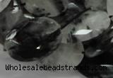 CRU17 15.5 inches 18*25mm faceted oval black rutilated quartz beads