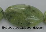 CRU192 15.5 inches 30*50mm faceted oval green rutilated quartz beads