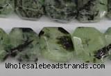 CRU194 Top-drilled 15*17mm faceted rectangle green rutilated quartz beads