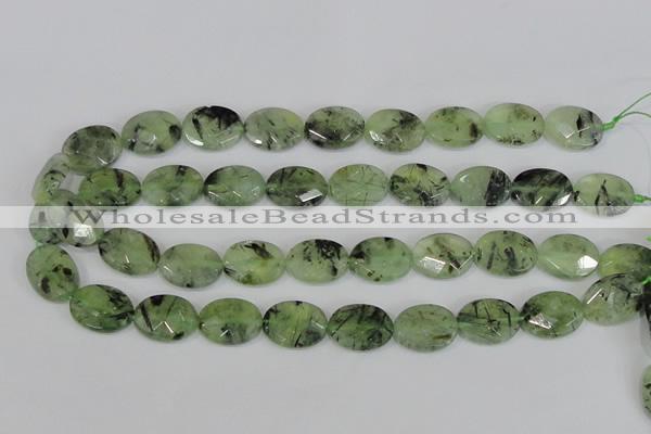 CRU208 15.5 inches 15*20mm faceted oval green rutilated quartz beads