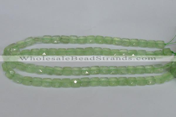 CRU212 15 inches 10*10mm faceted square green rutilated quartz beads