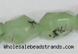 CRU218 15*20mm – 18*25 faceted nuggets green rutilated quartz beads