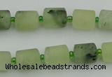 CRU231 15.5 inches 9*11mm tube matte green rutilated quartz beads