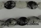 CRU331 15.5 inches 10*14mm oval black rutilated quartz beads