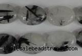 CRU333 15.5 inches 13*18mm oval black rutilated quartz beads