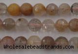 CRU403 15.5 inches 10mm faceted round Multicolor rutilated quartz beads