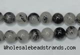 CRU50 15.5 inches 4mm round black rutilated quartz beads wholesale