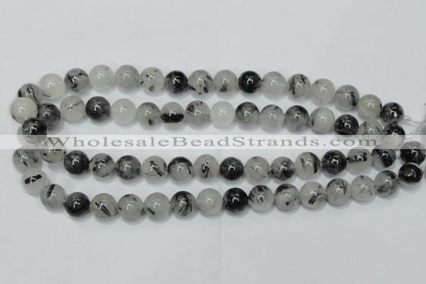 CRU50 15.5 inches 4mm round black rutilated quartz beads wholesale