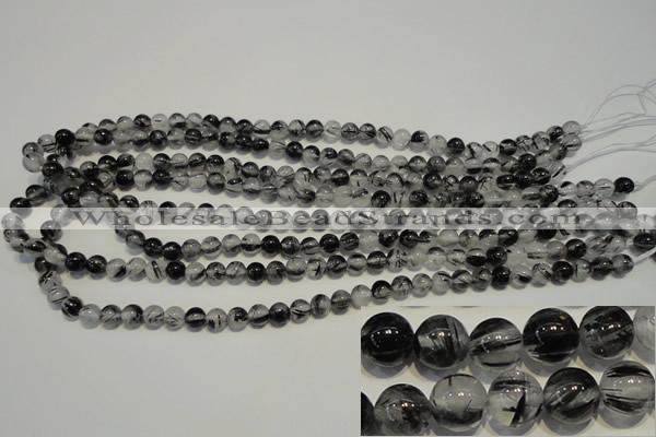 CRU501 15.5 inches 6mm round black rutilated quartz beads wholesale