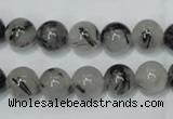 CRU52 15.5 inches 8mm round black rutilated quartz beads wholesale