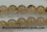 CRU552 15.5 inches 8mm round golden rutilated quartz beads