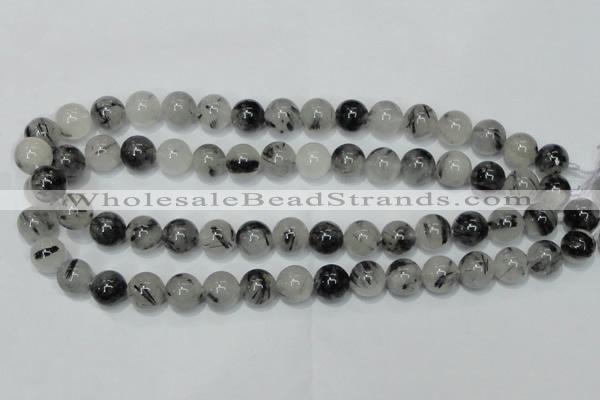 CRU56 15.5 inches 16mm round black rutilated quartz beads wholesale