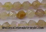 CRU621 15.5 inches 6mm faceted nuggets golden rutilated quartz beads