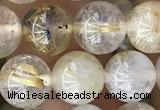 CRU637 15.5 inches 8mm round golden rutilated quartz beads