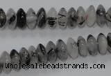 CRU66 15.5 inches 5*10mm rondelle black rutilated quartz beads