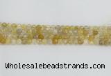 CRU667 15.5 inches 6mm faceted round golden rutilated quartz beads