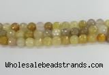 CRU669 15.5 inches 10mm faceted round golden rutilated quartz beads