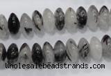 CRU67 15.5 inches 6*12mm rondelle black rutilated quartz beads