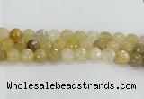 CRU670 15.5 inches 12mm faceted round golden rutilated quartz beads