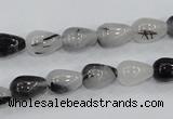 CRU68 15.5 inches 8*12mm teardrop black rutilated quartz beads