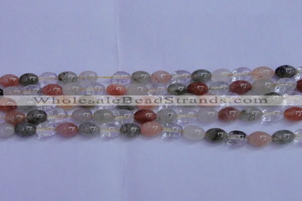 CRU760 15.5 inches 8*10mm rice Multicolor rutilated quartz beads