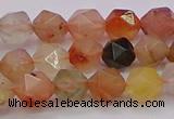 CRU766 15.5 inches 6mm faceted nuggets mixed rutilated quartz beads