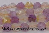 CRU771 15.5 inches 6mm faceted nuggets lavender amethyst & citrine beads