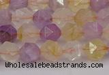 CRU772 15.5 inches 8mm faceted nuggets lavender amethyst & citrine beads