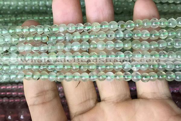 CRU810 15.5 inches 4mm round green rutilated quartz beads