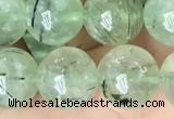 CRU814 15.5 inches 12mm round green rutilated quartz beads