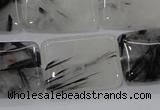 CRU86 15.5 inches 18*25mm rectangle black rutilated quartz beads