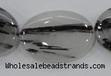 CRU90 15.5 inches 25*35mm oval black rutilated quartz beads wholesale