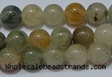 CRU902 15.5 inches 8mm round green rutilated quartz beads wholesale