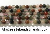 CRU912 15.5 inches 8mm faceted round mixed rutilated quartz beads