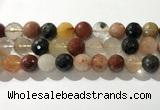 CRU916 15.5 inches 14mm faceted round mixed rutilated quartz beads