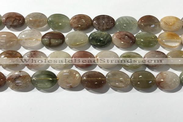 CRU923 15.5 inches 13*18mm oval mixed rutilated quartz beads wholesale