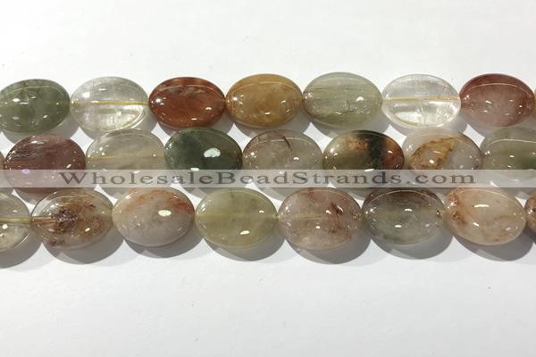 CRU924 15.5 inches 15*20mm oval mixed rutilated quartz beads wholesale