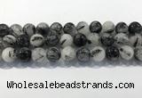 CRU933 15.5 inches 16mm round black rutilated quartz beads wholesale