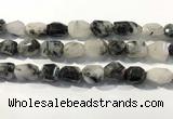 CRU940 12*18mm - 18*25mm faceted nuggets black rutilated quartz beads