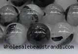 CRU955 15.5 inches 8mm round black rutilated quartz beads