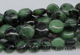 CRZ10 15.5 inches 10mm flat round ruby zoisite gemstone beads