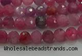 CRZ1120 15.5 inches 4mm faceted round natural ruby gemstone beads