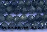 CRZ1173 15 inches 4mm faceted round sapphire beads