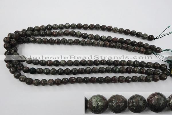 CRZ202 15.5 inches 8mm faceted round ruby zoisite gemstone beads