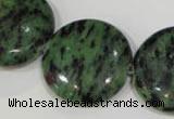 CRZ476 15.5 inches 26mm flat round ruby zoisite gemstone beads